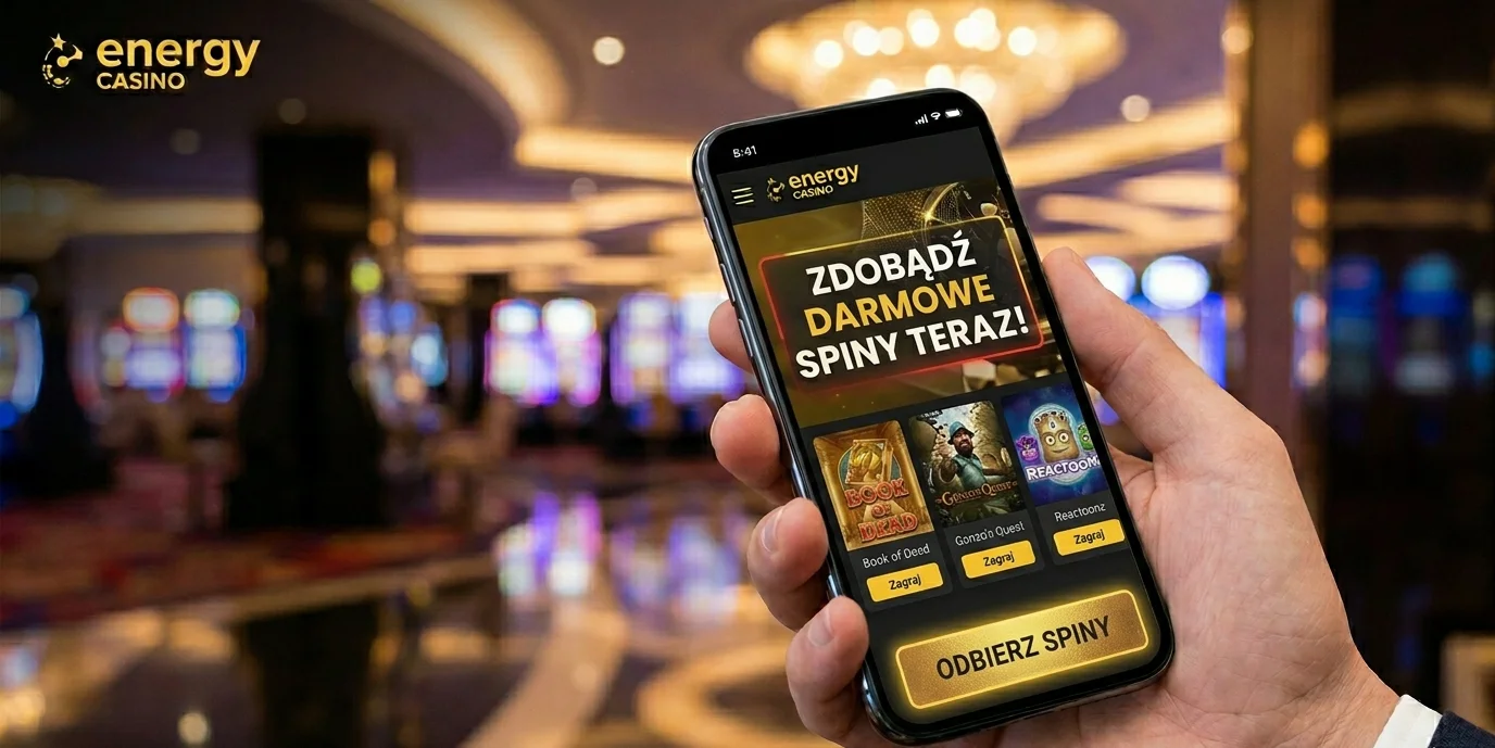 Promocja darmowych spinów Energy Casino na urządzeniu mobilnym